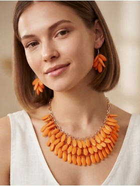 COLOUR BEAD NECKLACE WITH EARRING SET